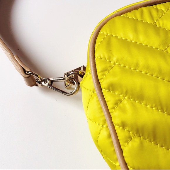 BEBE YELLOW SOPHIA QUILTED CAMERA CROSSBODY BAG - Picture 8 of 12